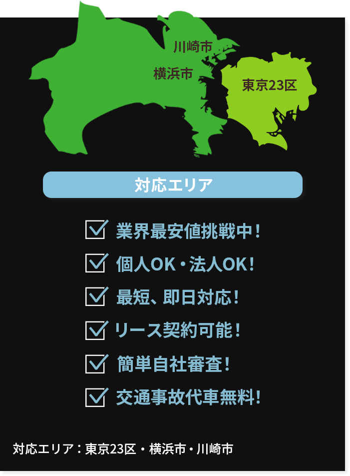 対応エリアは東京23区・横浜市・川崎市です